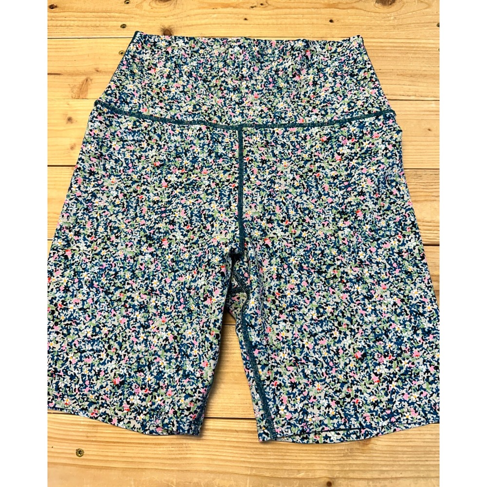 Sage Collective Womens Floral High Waisted Biker Shorts Multi Color Size‎ M